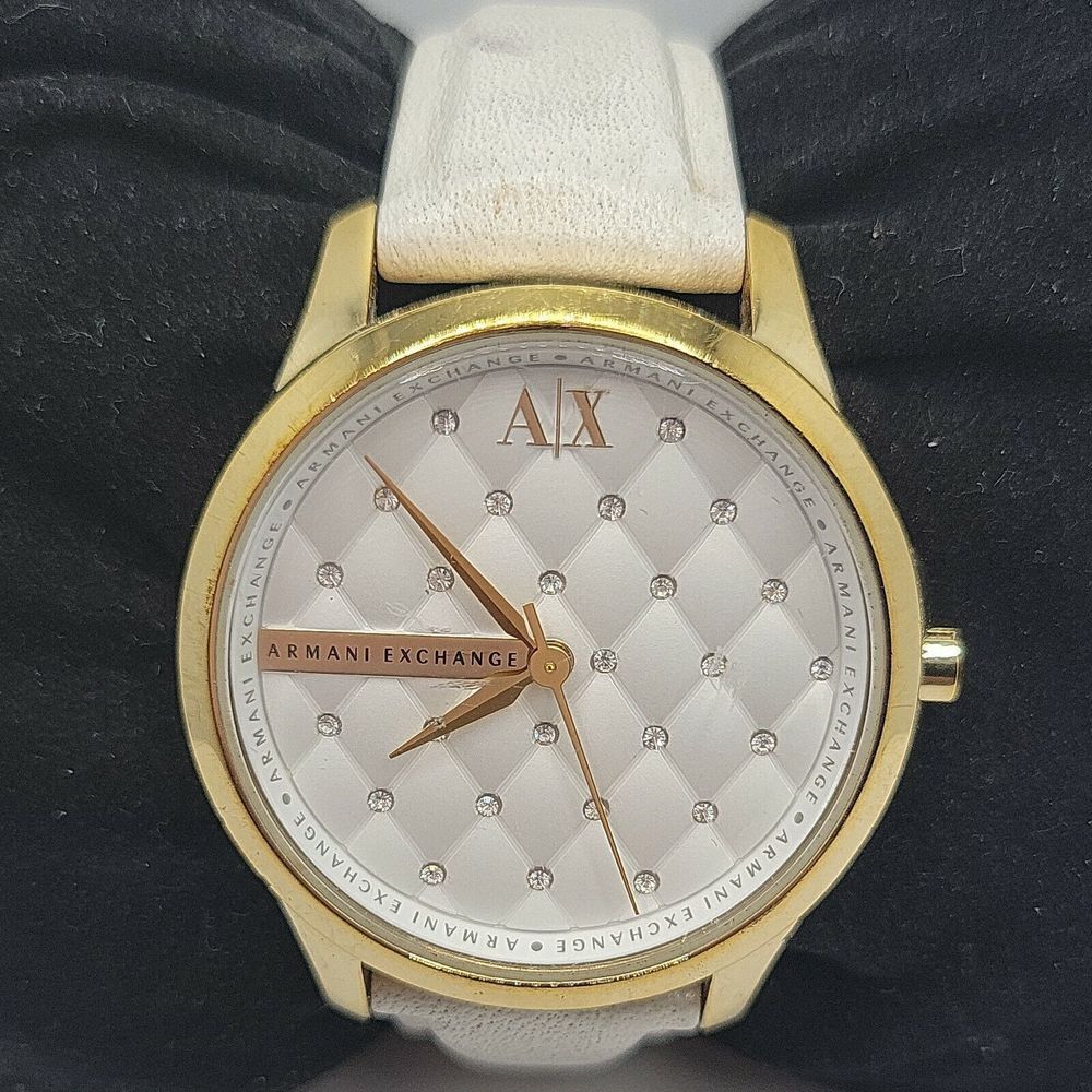 Armani Exchange AX5207 Womens White Leather Analog Dial Quartz Wrist Watch BC500